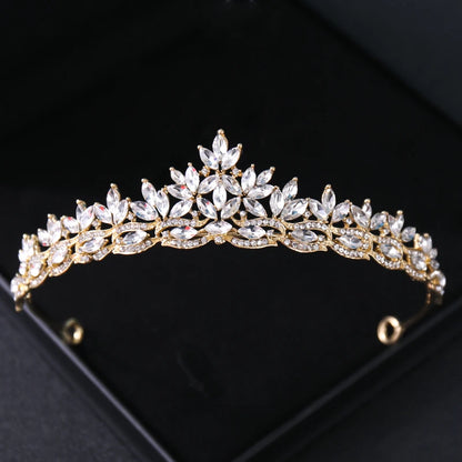 Gold Crystal Bridal Tiara – Rhinestone Wedding & Prom Crown