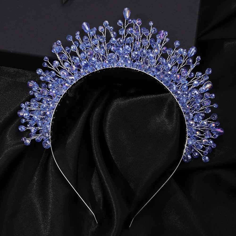 9 Colors Crystal Bridal Crown – Luxury Silver Headband for Weddings & Parties