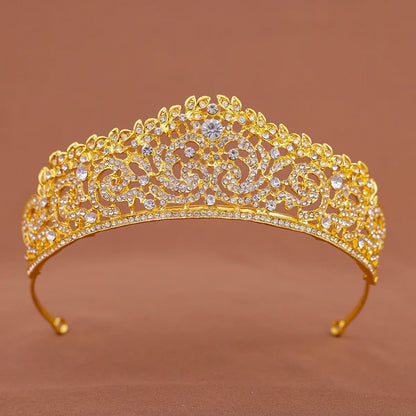 Golden Baroque Crystal Tiara – Rhinestone Bridal & Prom Crown Headband