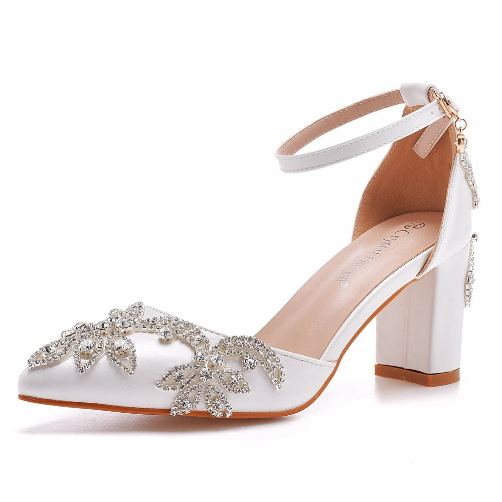 Crystal Queen White Rhinestone Wedding Pumps – Pointed Toe Sandals