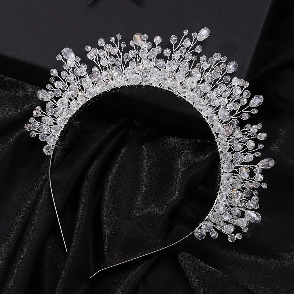 9 Colors Crystal Bridal Crown – Luxury Silver Headband for Weddings & Parties