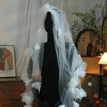 bride new fluffy veil silk yarn flower design headdress Mori simple dress photo accessories