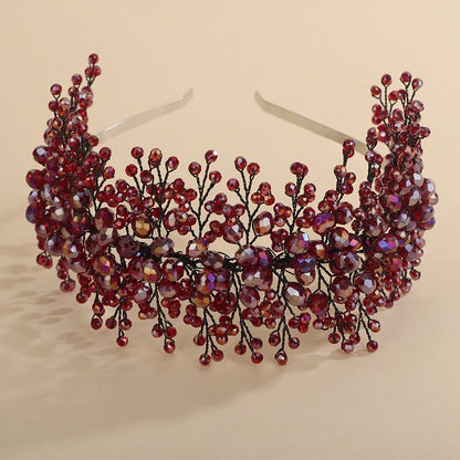 Red Crystal Bridal Crown – Elegant Wedding Headband & Hair Accessories