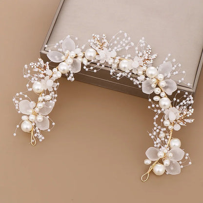 Pearl Flower Bridal Headband – Crystal Wedding Crown & Hair Jewelry