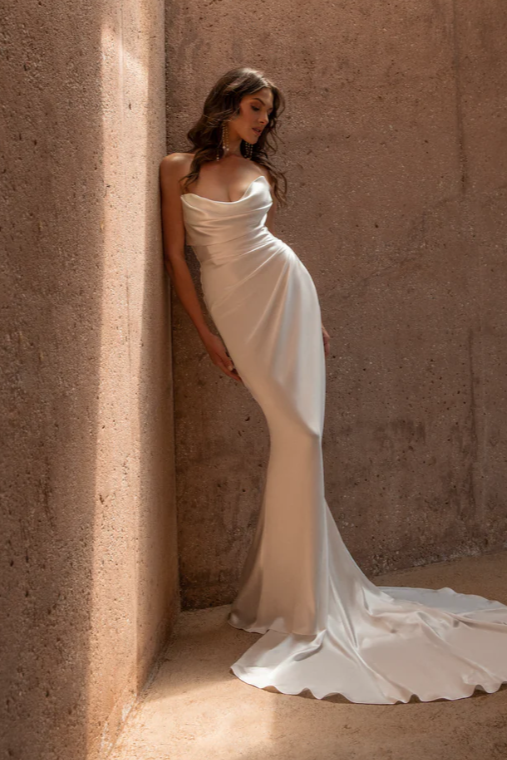 Simple Mermaid Wedding Dress With High Quality Satin Material