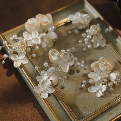 Korean Champagne Pearl Bridal Hairpin Set