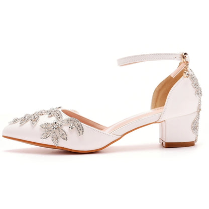 Crystal Queen White Rhinestone Wedding Pumps – Pointed Toe Sandals