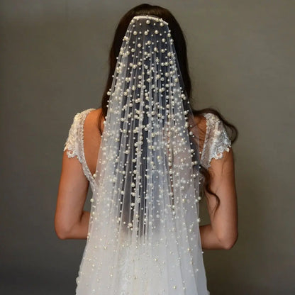 Luxury Beaded Bridal Veil – Extra Long 3M Royal Cathedral Wedding Veil with Comb