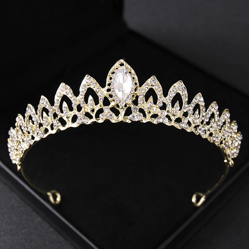 Gold Crystal Bridal Tiara – Rhinestone Wedding & Prom Crown