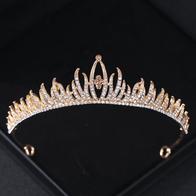 Gold Crystal Bridal Tiara – Rhinestone Wedding & Prom Crown