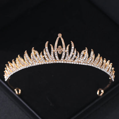 Gold Crystal Bridal Tiara – Rhinestone Wedding & Prom Crown