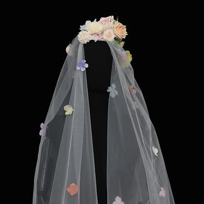 Dopamine Retro Floral Bridal Veil – Mori Fairy Headdress