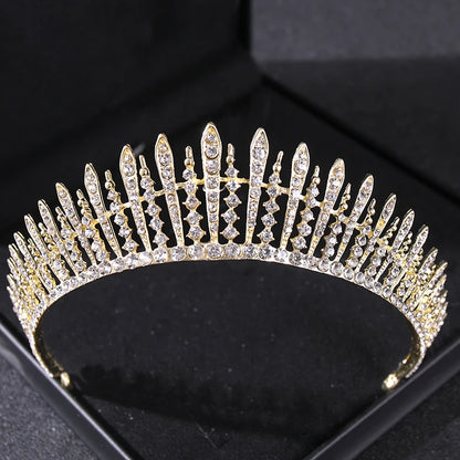 Gold Crystal Bridal Tiara – Rhinestone Wedding & Prom Crown