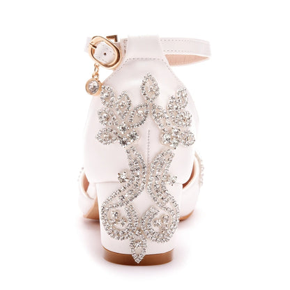 Crystal Queen White Rhinestone Wedding Pumps – Pointed Toe Sandals