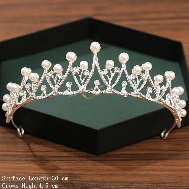 Silver Bridal Crown & Tiara – Crystal Rhinestone Wedding Hair Accessories