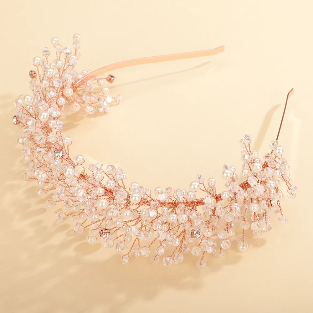 Luxury Pearl Crystal Bridal Crown – Vintage Rhinestone Headband for Weddings & Parties