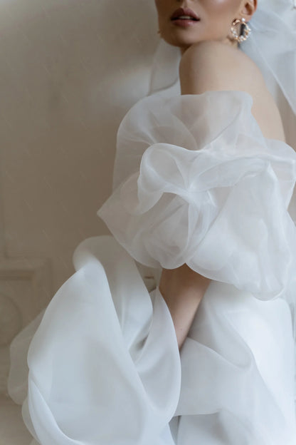 Detachable Puffy Organza Wedding Sleeves – Fingerless Bridal Gloves