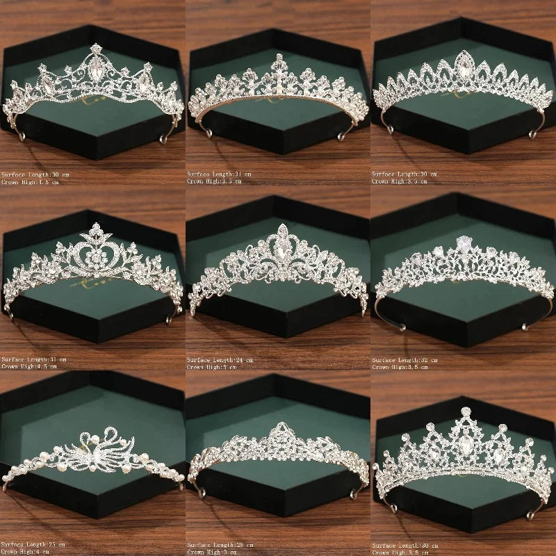 Silver Bridal Crown & Tiara – Crystal Rhinestone Wedding Hair Accessories