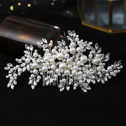 Luxurious Pearl Hair Comb – Rhinestone Wedding Headband & Accessories