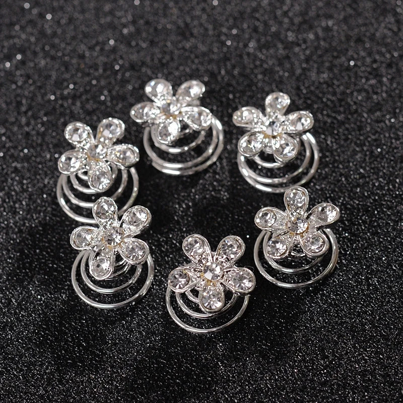 10Pcs Bridal Crystal Hair Pins – Spiral Twists & Wedding Hair Accessories