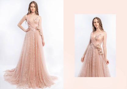 Sophie - Elegant A-line Wedding Dress: Captivating Corset Silhouette with Exquisite Pleats