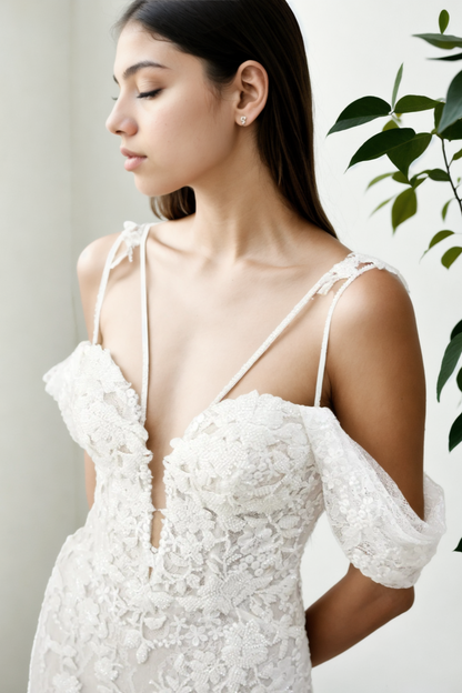 Celestial Bloom Lace Wedding Gown