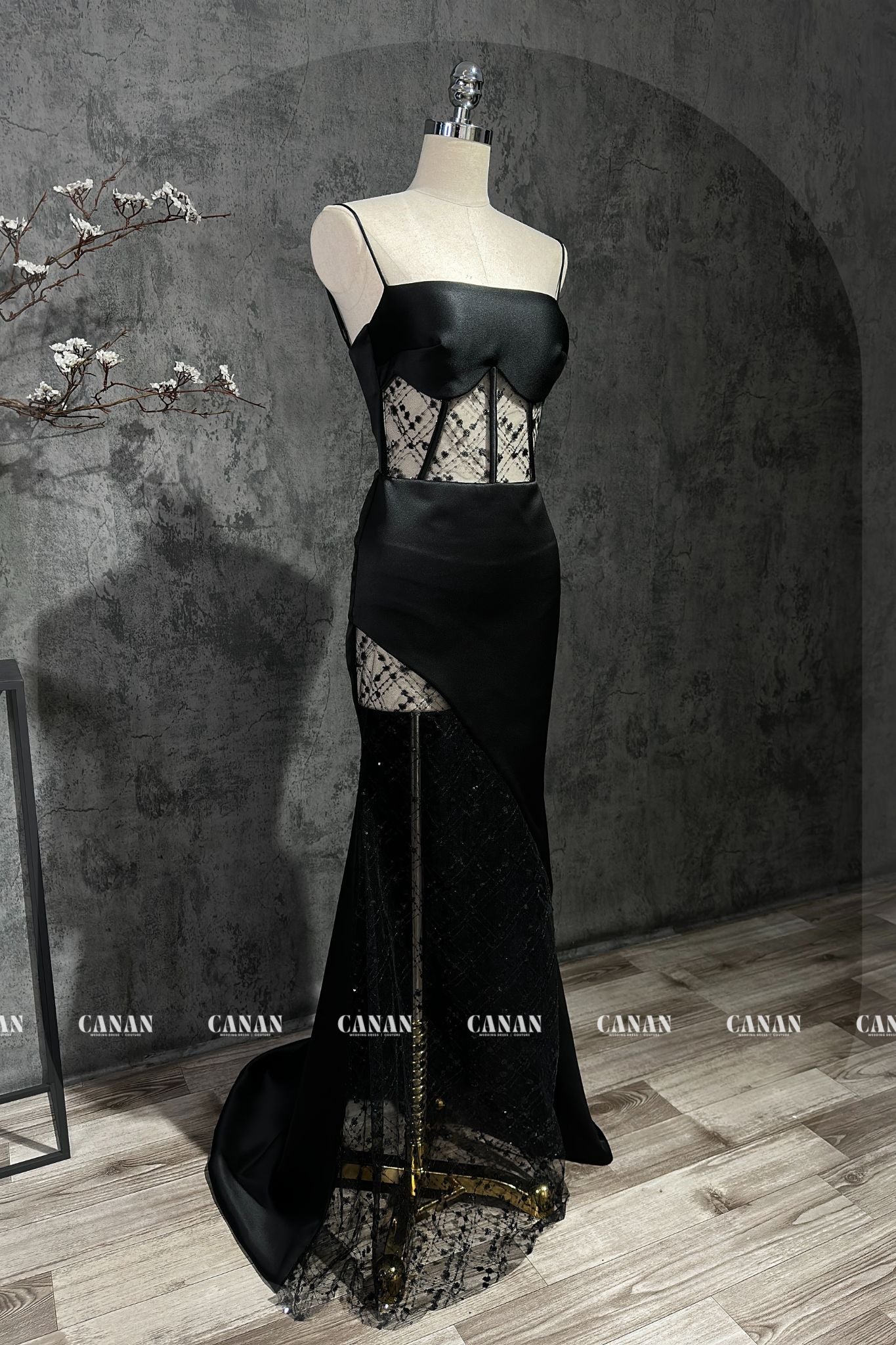 Customizable Black Corset Evening Dress ,Dress For Women