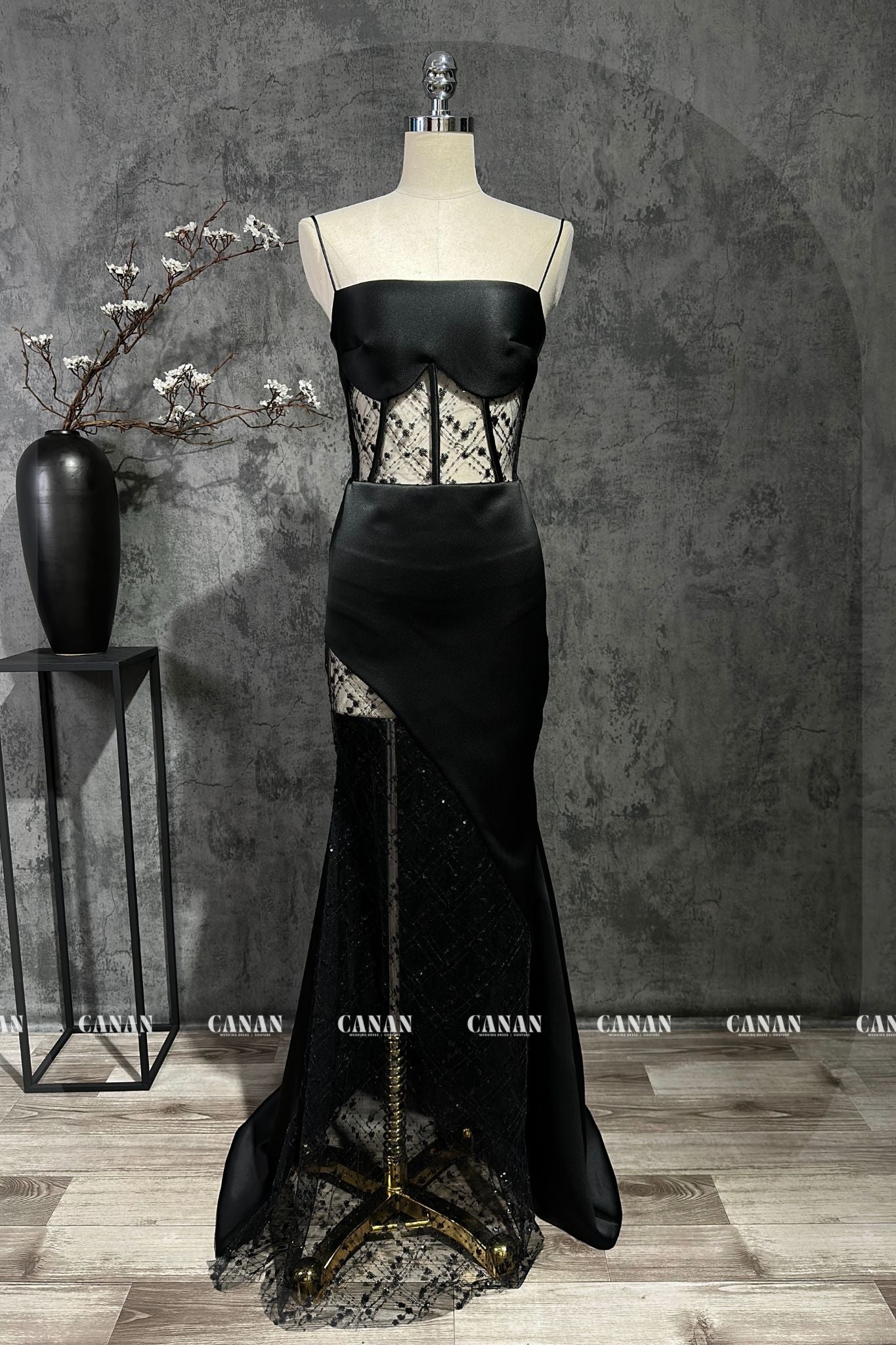 Customizable Black Corset Evening Dress ,Dress For Women