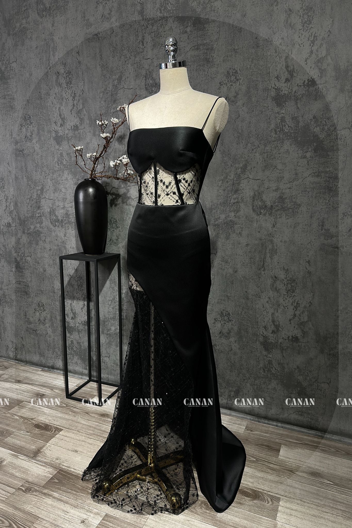 Customizable Black Corset Evening Dress ,Dress For Women