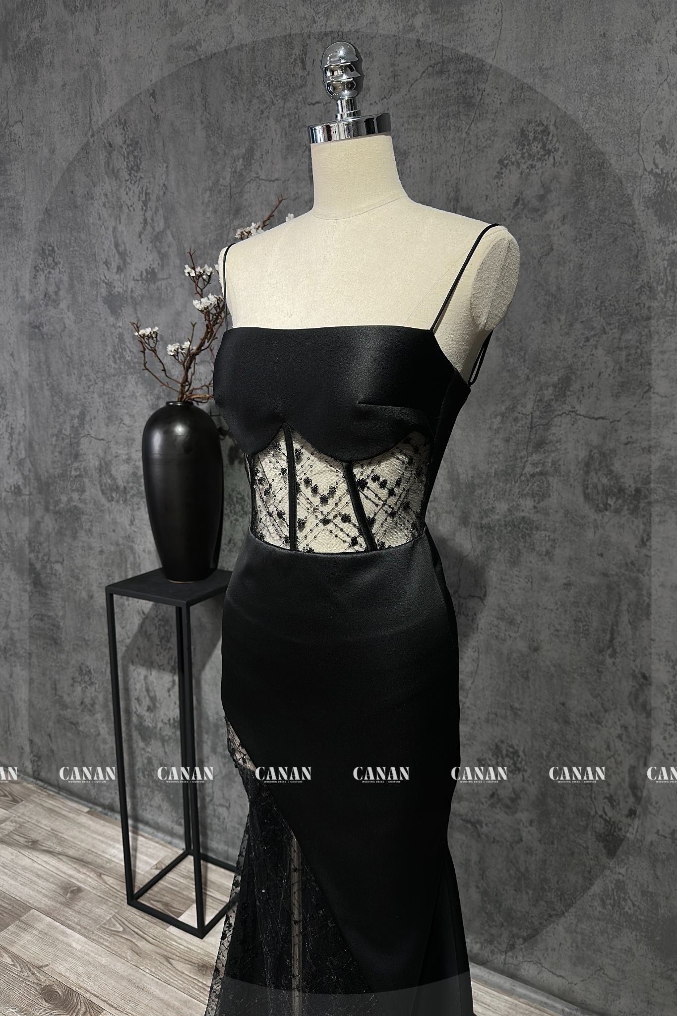 Customizable Black Corset Evening Dress ,Dress For Women