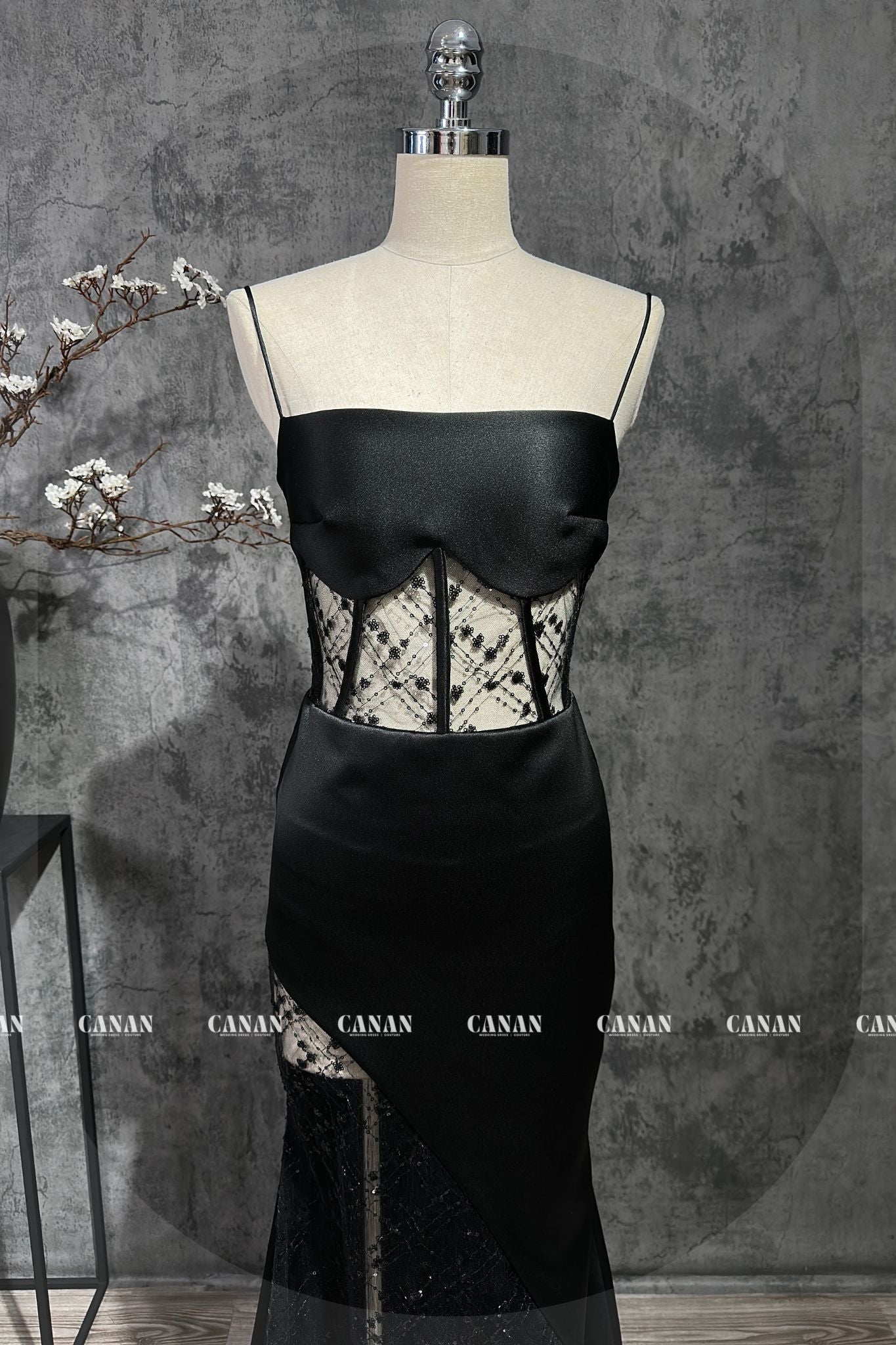 Customizable Black Corset Evening Dress ,Dress For Women