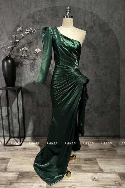 Vivian - Luxurious Satin One-Shoulder Corset Mermaid Dress