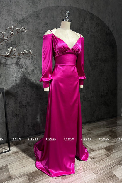 Dilys - Luxurious Lotus Pink Evening Dress with Sensual Silhouette