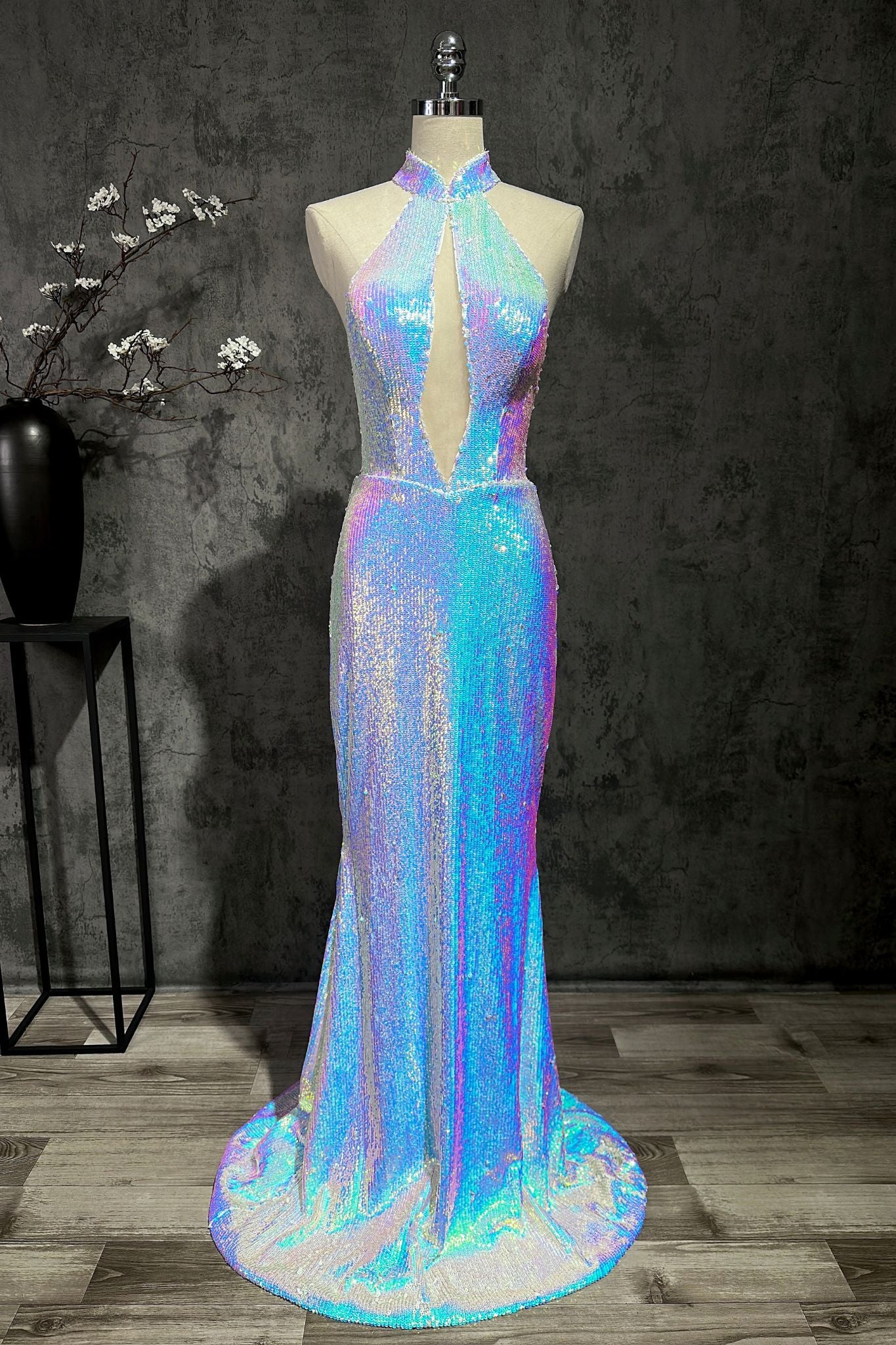 Bina - Sparkling Embroidered Mermaid Evening Dress
