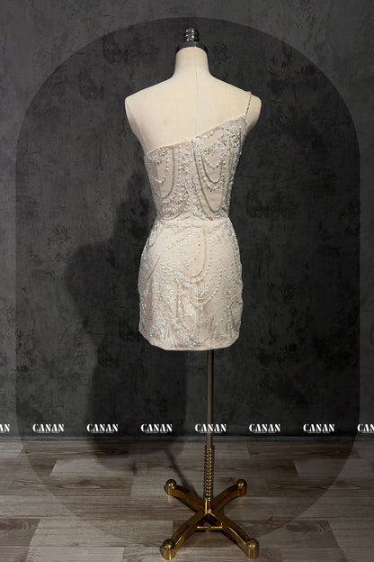 Clara - Luxurious One-Shoulder Mini Skirt | Sparkling Elegance