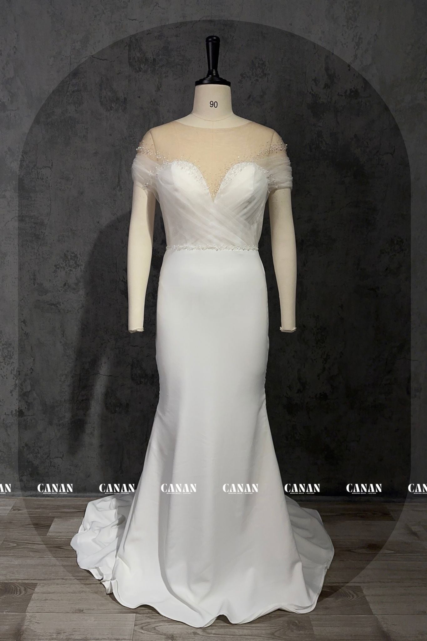 Diana - Minimalist Satin Mermaid Bridal Dress | Off-Shoulder Sparkling Chic
