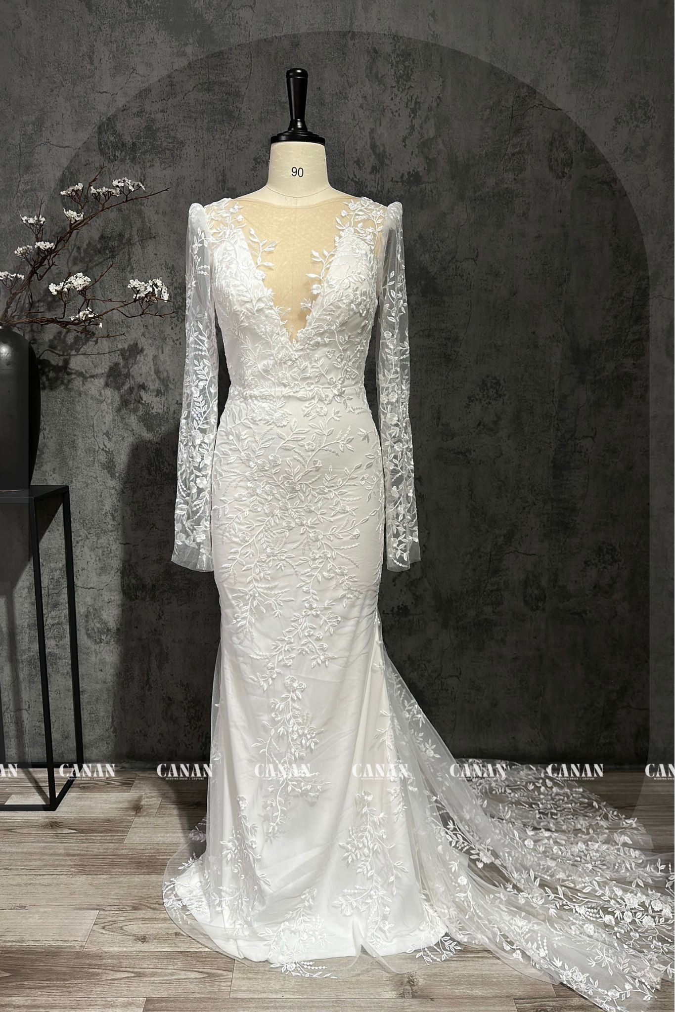 Anthea - Enchanting Romance: Personalized Long Sleeve Mermaid Corset Wedding Dress