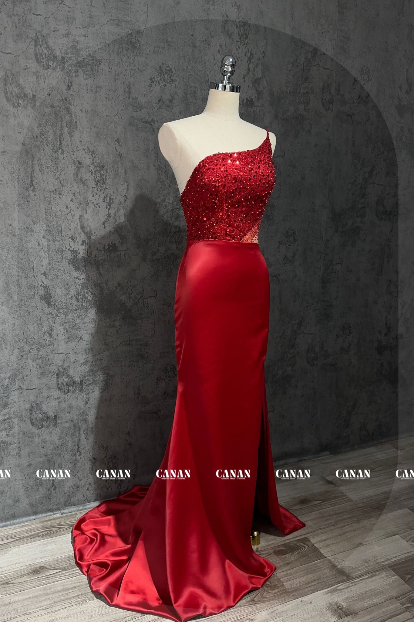 Red Prom Dress Crafted from Soft Satin with a Subtle Twinkle , Custom Dresses