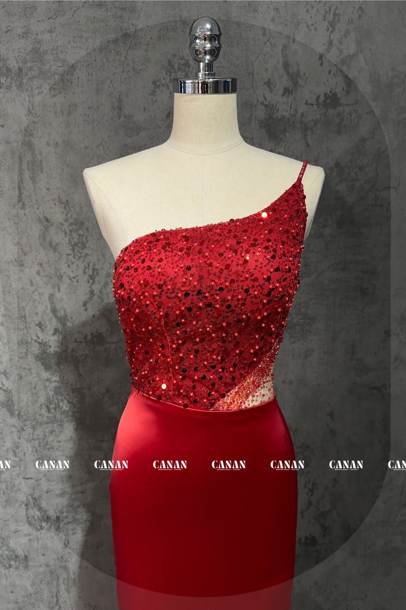 Bonita - Red Prom Dress Crafted from Soft Satin with a Subtle Twinkle