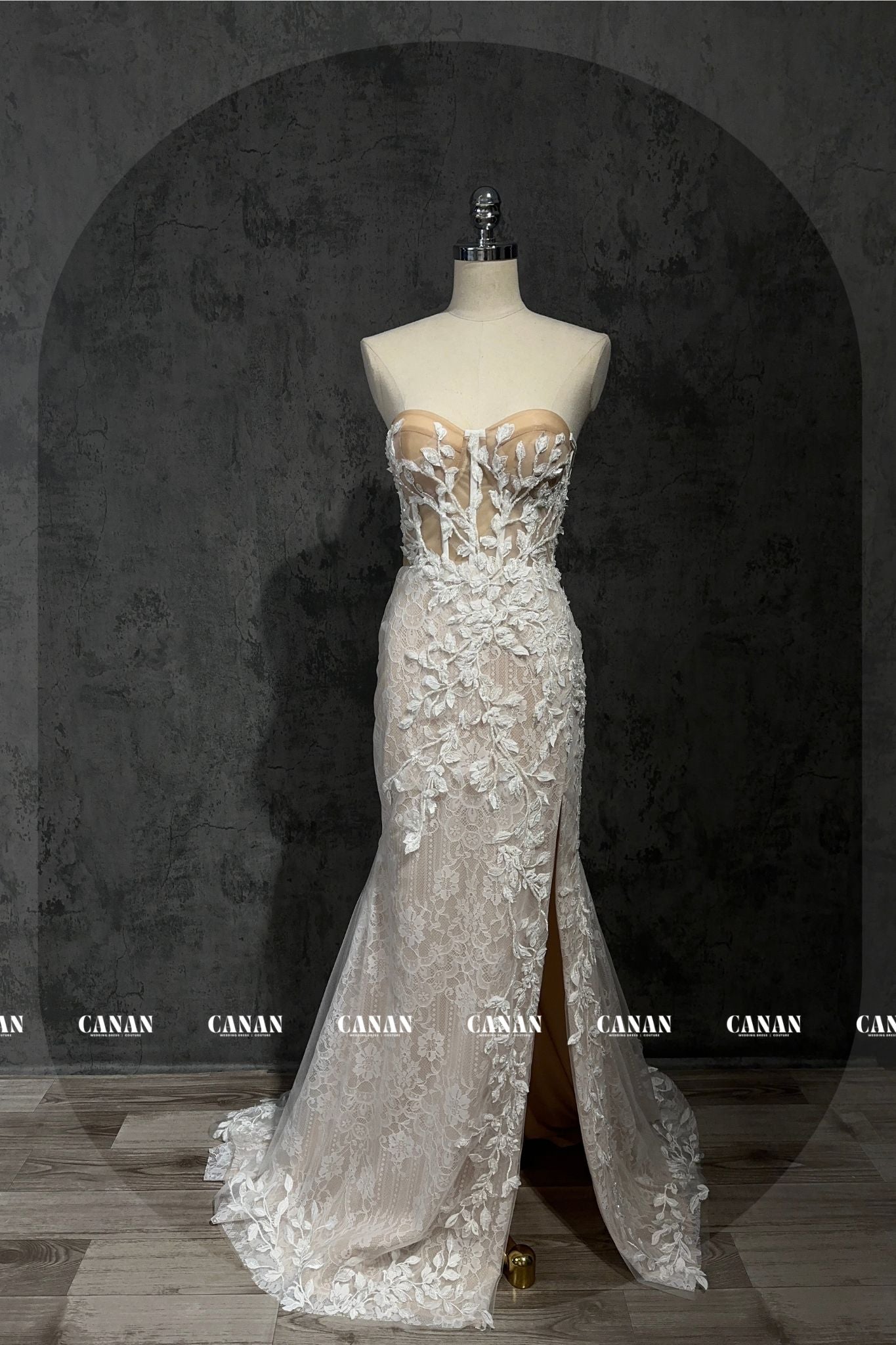 Ladonna -  Sexy Lace Mermaid Wedding Dress: Corset Sleeve wedding gown