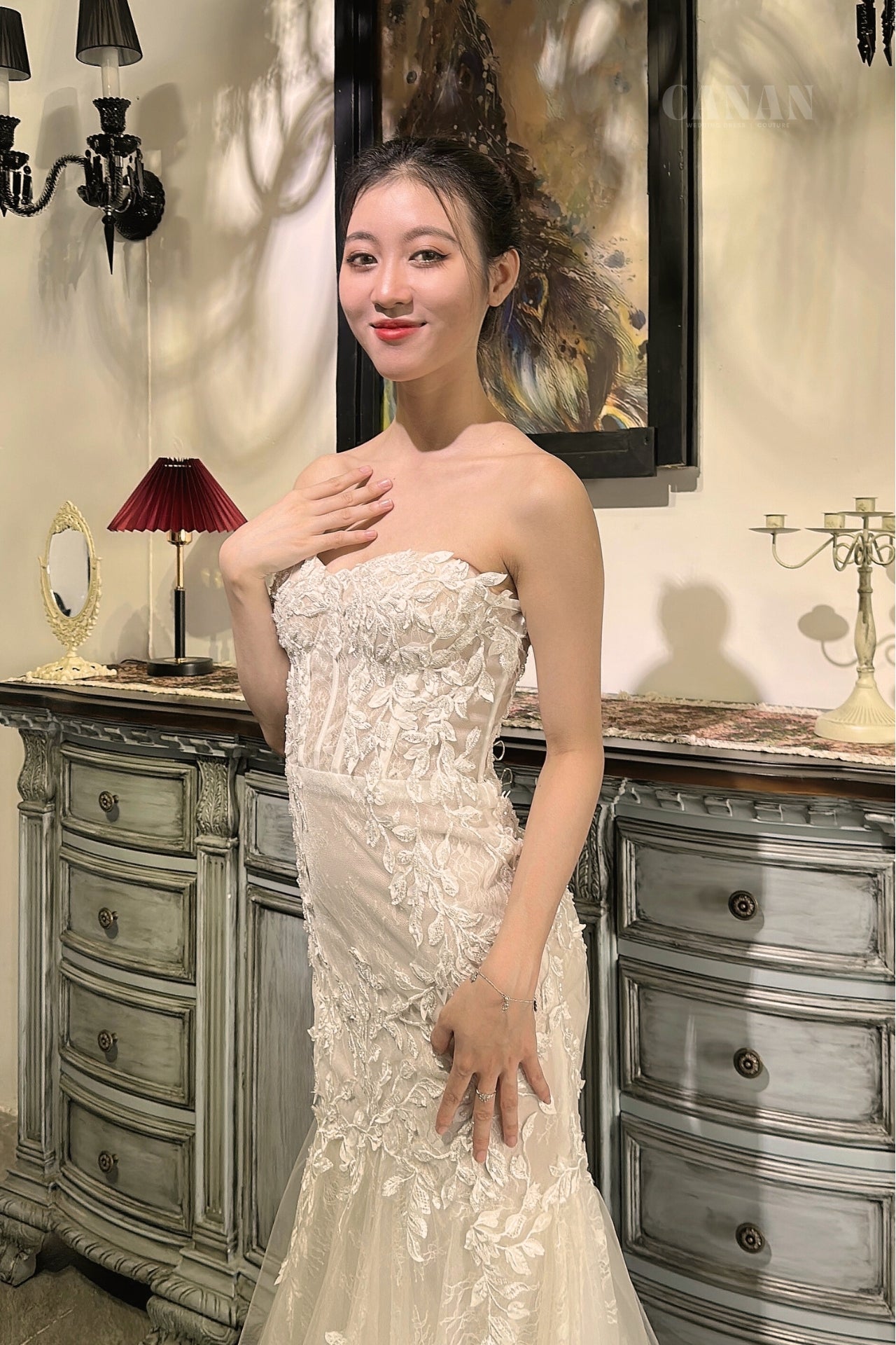 Erina - Corset Mermaid Wedding Dress with Delicate Floral Lace