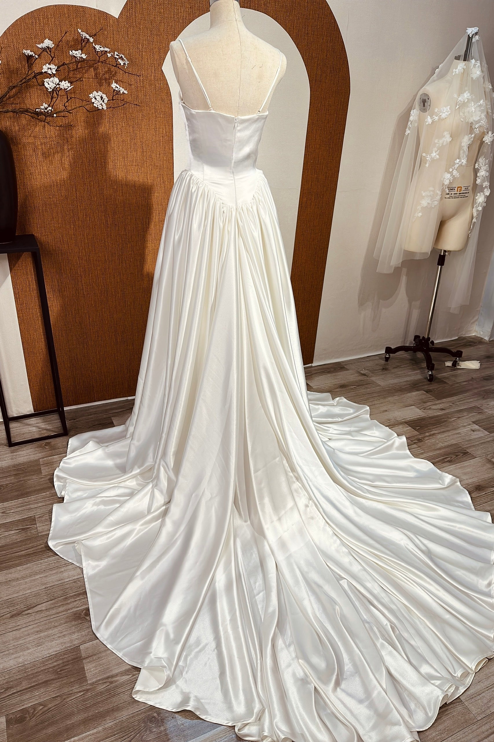 Satin A-line Wedding Dress , Minimalist Wedding Dress