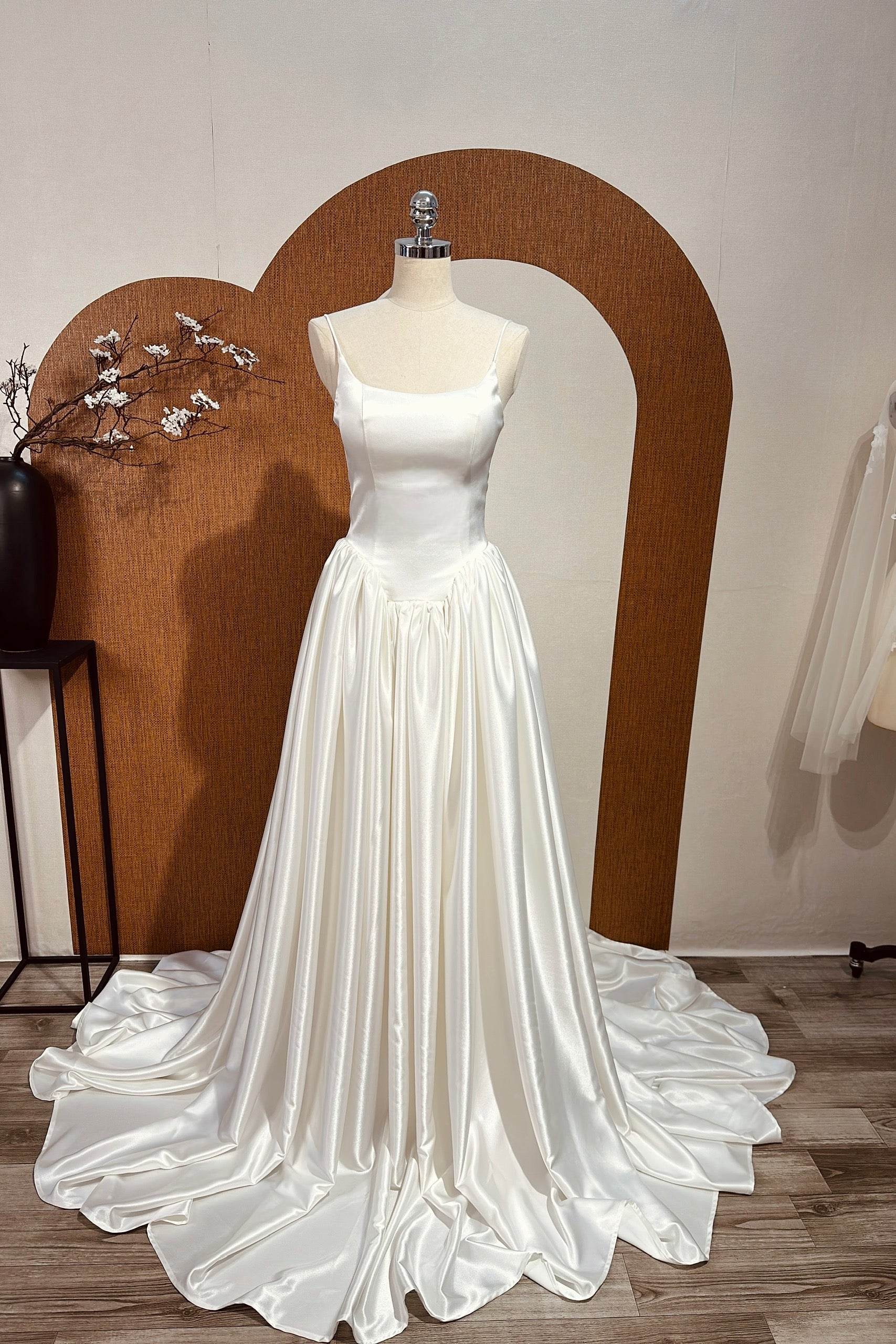 Satin A-line Wedding Dress , Minimalist Wedding Dress