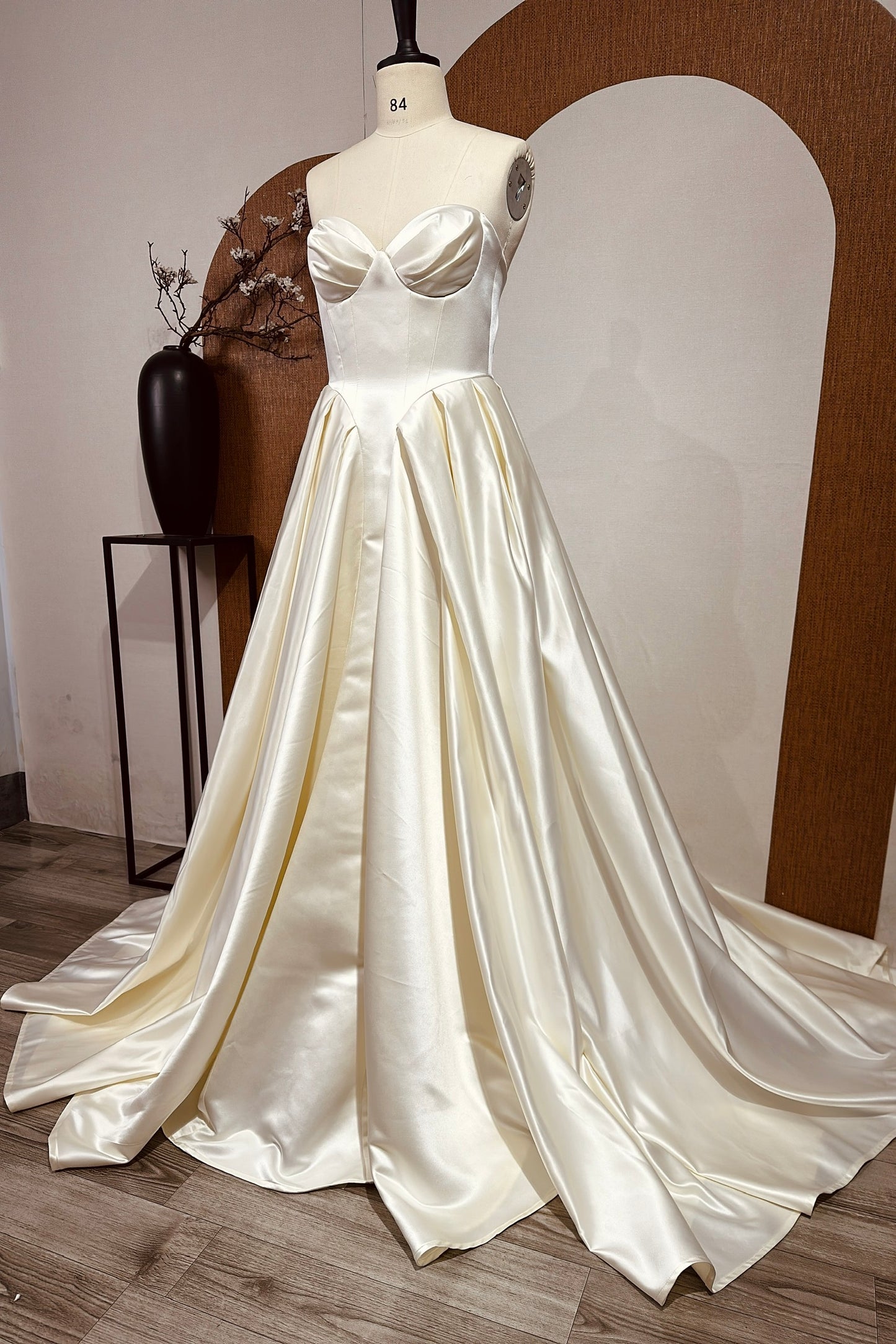 Irene - Unique A-Line Corset Wedding Dress, Customized Satin Wedding Dress as per Bride's Request.