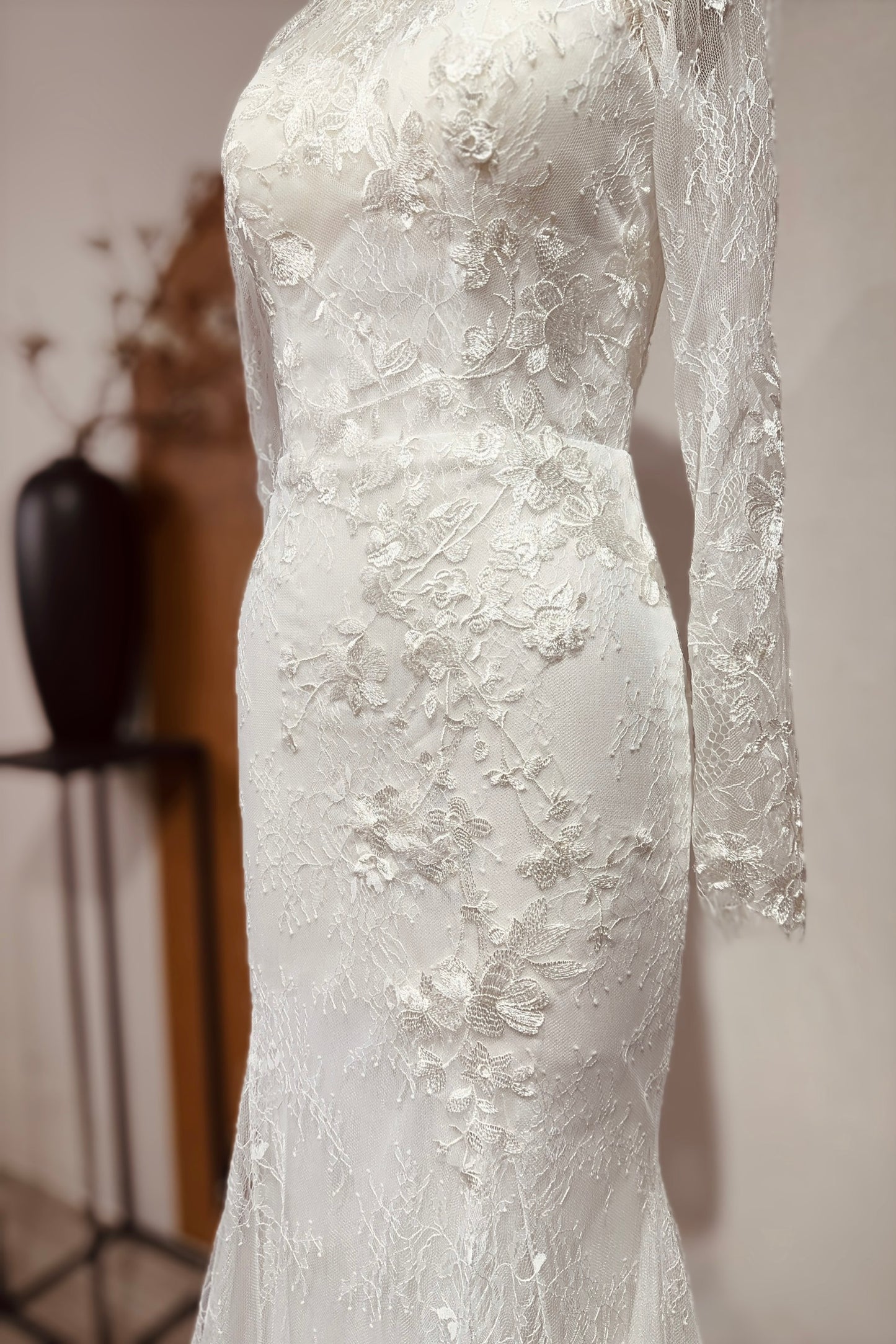 Itzi - Mermaid Long Sleeve Lace Wedding Gown, Customized to Bride's Specifications