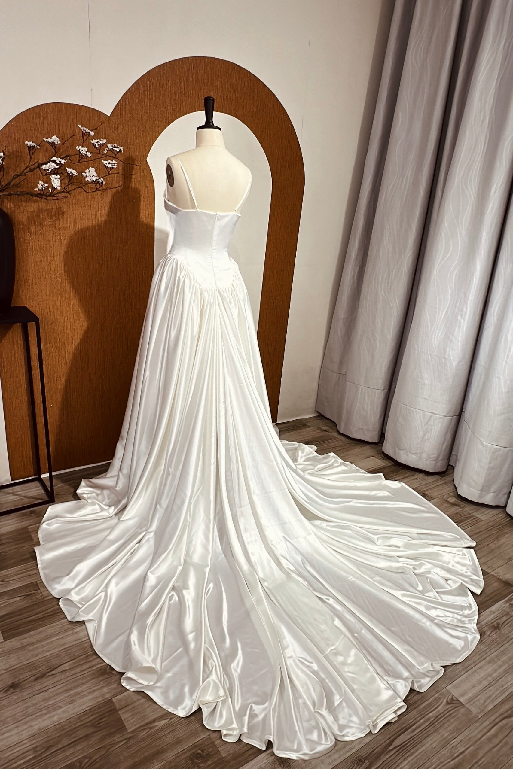 Unique Mermaid Wedding Dress: Satin Wedding Gown Customized to the Bride's Request