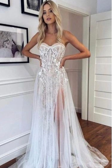 Sarah - Corset Lace Wedding Dress , Sexy Mermaid Wedding dress