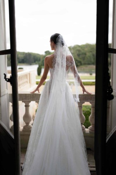 A-line corset luxury glitter wedding dress