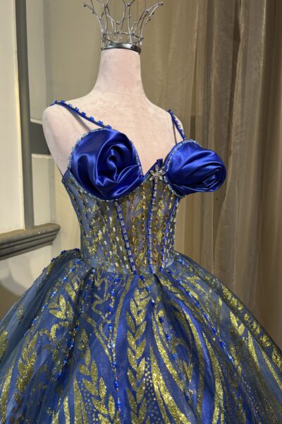 Royal Blue and Gold Quinceañera Ball Gown – BG0022
