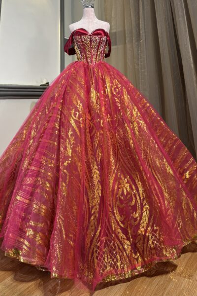 Red and Gold Quinceañera Ball Gown – BG0023